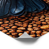 Poster Oiseau coloré arrangé avec des tournesols (Coin)