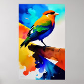 Poster Oiseau couleur aquarelle (Devant)