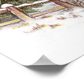 Poster Oiseau dans la scène hivernale neige pour le Nouve (Coin)