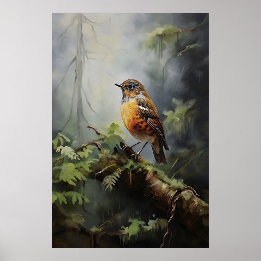 Poster Oiseau dans l'impression murale de la forêt, oisea (Devant)