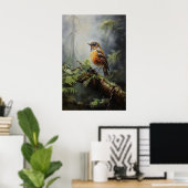 Poster Oiseau dans l'impression murale de la forêt, oisea (Bureau à domicile)