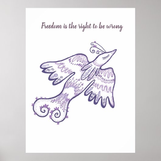 Poster oiseau d'art de ligne de motivation (Devant)
