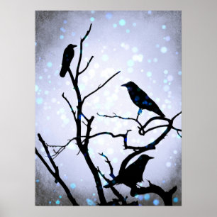 Poster Oiseau de corneille sur oiseau d'arbre 94