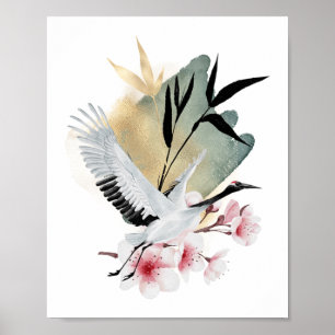 Poster Oiseau de grue Artiste japonais