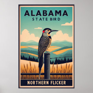Poster Oiseau de l'État de l'Alabama - Pic flamboyant Vin