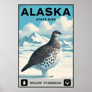 Poster Oiseau de l'État de l'Alaska - Lagopède des saules