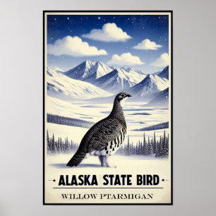 Poster Oiseau de l'État de l'Alaska - Lagopède des saules