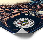 Poster Oiseau de l'État du Delaware - Poule Blue Hen Vint (Coin)
