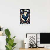 Poster Oiseau de l'État du Delaware - Poule Blue Hen Vint (Bureau à domicile)