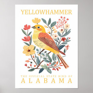 Poster Oiseau de marteau jaune de l'Alabama USA Travel