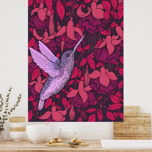 Poster Oiseau-de-mer et violette de fuchsia (Cuisine)