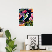 Poster Oiseau de mer Fleurs colorées Art (Bureau à domicile)
