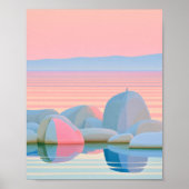 Poster Oiseau de mer solitaire Pastel Ombre Reflets du co (Devant)