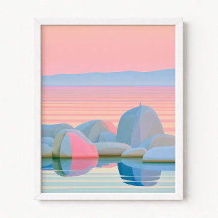 Poster Oiseau de mer solitaire Pastel Ombre Reflets du co