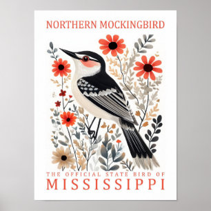 Poster Oiseau de Mockingbird du Mississippi