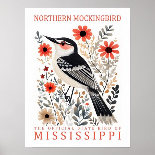 Poster Oiseau de Mockingbird du Mississippi (Devant)