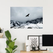Poster Oiseau de montagne enneigé Posted (Bureau à domicile)