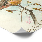 Poster Oiseau de Noël Vintage (Coin)
