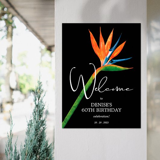 Poster Oiseau de paradis à la fête d'anniversaire noire