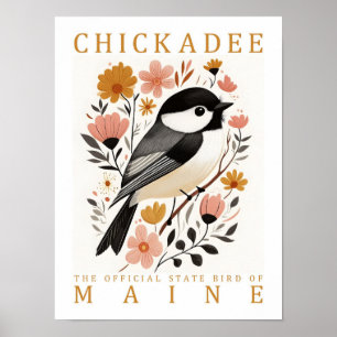 Poster Oiseau de poulet du Maine USA Travel