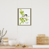 Poster Oiseau de poulet mignon dans le peuplier Arbre dou (Cuisine)