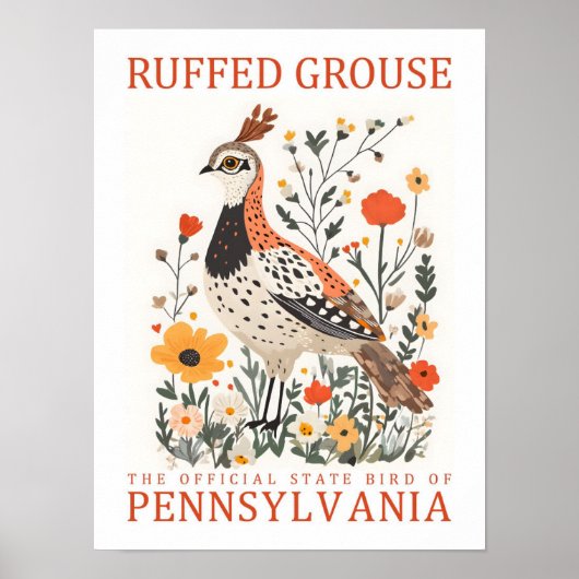 Poster Oiseau de Tétras rouffés de Pennsylvanie Voyage (Devant)