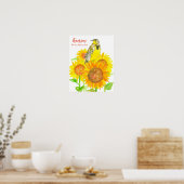 Poster Oiseau d'État du Kansas Meadowlark Tournesol (Cuisine)
