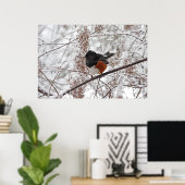 Poster Oiseau d'hiver dans la neige (Bureau à domicile)