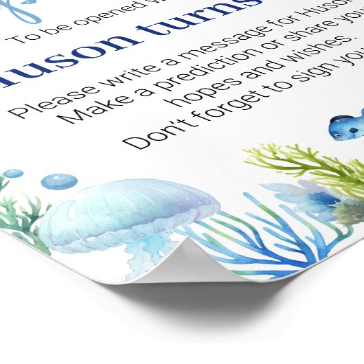 Poster Oiseau d'Océan Animal Turtle Anniversaire Heure Ca (Coin)