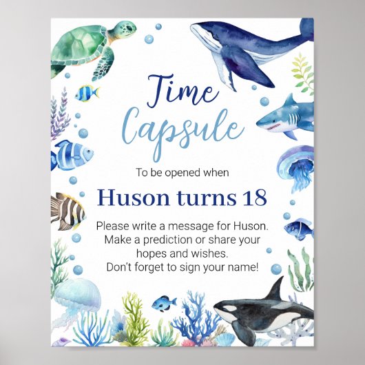 Poster Oiseau d'Océan Animal Turtle Anniversaire Heure Ca (Devant)