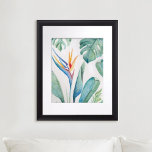 Poster Oiseau du Paradis Floride Aquarelles<br><div class="desc">Ajoutez une touche de paradis à votre espace avec cet imprimé d'aquarelles de paradis Floride, avec ma fleur originale peinte à la main et ma feuille de palme dans des tons riches d'orange, vert et turquoise. Ce mur botanique est parfait pour créer une ambiance tropicale relaxante dans n'importe quelle chambre,...</div>