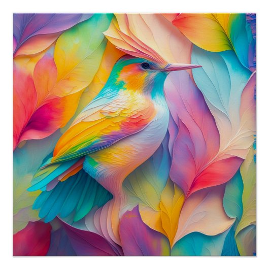 Poster Oiseau en soie de fantaisie (Devant)