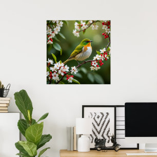 Poster Oiseau Enchanteur des Fleurs