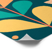 Poster Oiseau et feuilles inspirés du milieu du siècle mo (Coin)