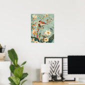 Poster Oiseau et fleurs (Bureau à domicile)