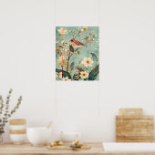 Poster Oiseau et fleurs (Cuisine)