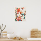 Poster Oiseau et fleurs (Cuisine)