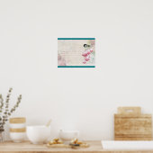 Poster Oiseau et fleurs avec écriture manuscrite Shabby V (Cuisine)
