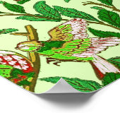 Poster Oiseau et grenade Art Nouveau, Vert citron (Coin)