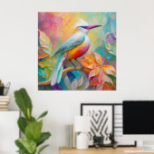 Poster Oiseau Fantastique à Sein Rose et Bec Rose (Bureau à domicile)