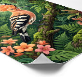 Poster Oiseau huppe Branche tropicale Botanique Faune Fle (Coin)