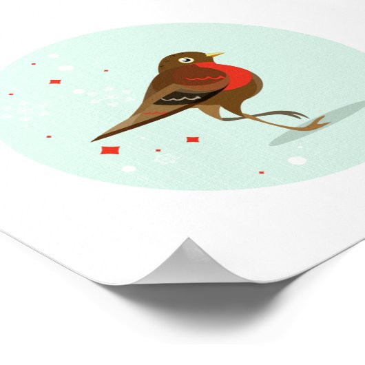 Poster Oiseau illustré en hiver (Coin)