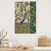 Poster Oiseau jaune et bleu Turquoise perché sur une bran (Cuisine)