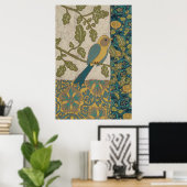 Poster Oiseau jaune et bleu Turquoise perché sur une bran (Bureau à domicile)