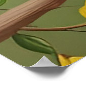 Poster Oiseau jaune vibrant sur une branche (Coin)