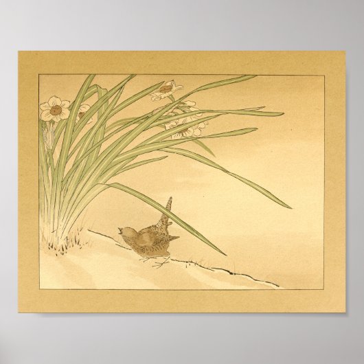 Poster Oiseau mural japonais vintage (Devant)
