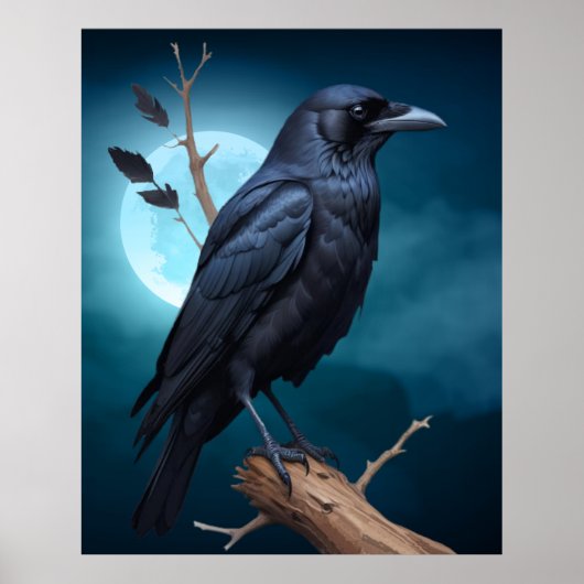 Poster Oiseau Nature Lune Corvid Crows (Devant)