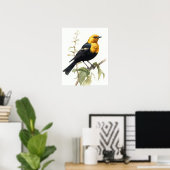 Poster Oiseau-noir à tête jaune Imprimer l'affiche (Bureau à domicile)