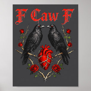 Poster Oiseau noir drôle F-caw-f Anti Saint-Valentin Céli