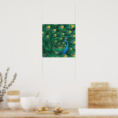 Poster Oiseau Paon Bleu (Cuisine)